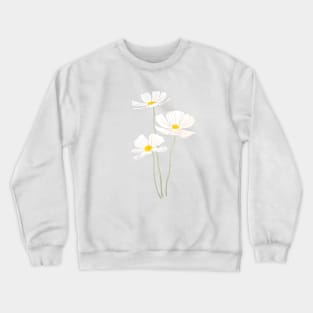 3 white cosmos flowers ink and watercolor Crewneck Sweatshirt